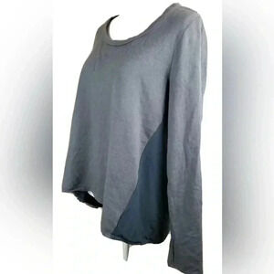 [M]LaVi by Sam & LaVi Scoop Neck Cotton Blend LS Color Blocked  Shirt